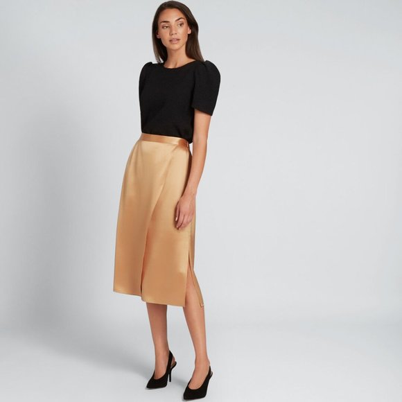 Seed Heritage Dresses & Skirts - SEED HERITAGE Gold Satin Wrap Midi Skirt NWT RRP$129